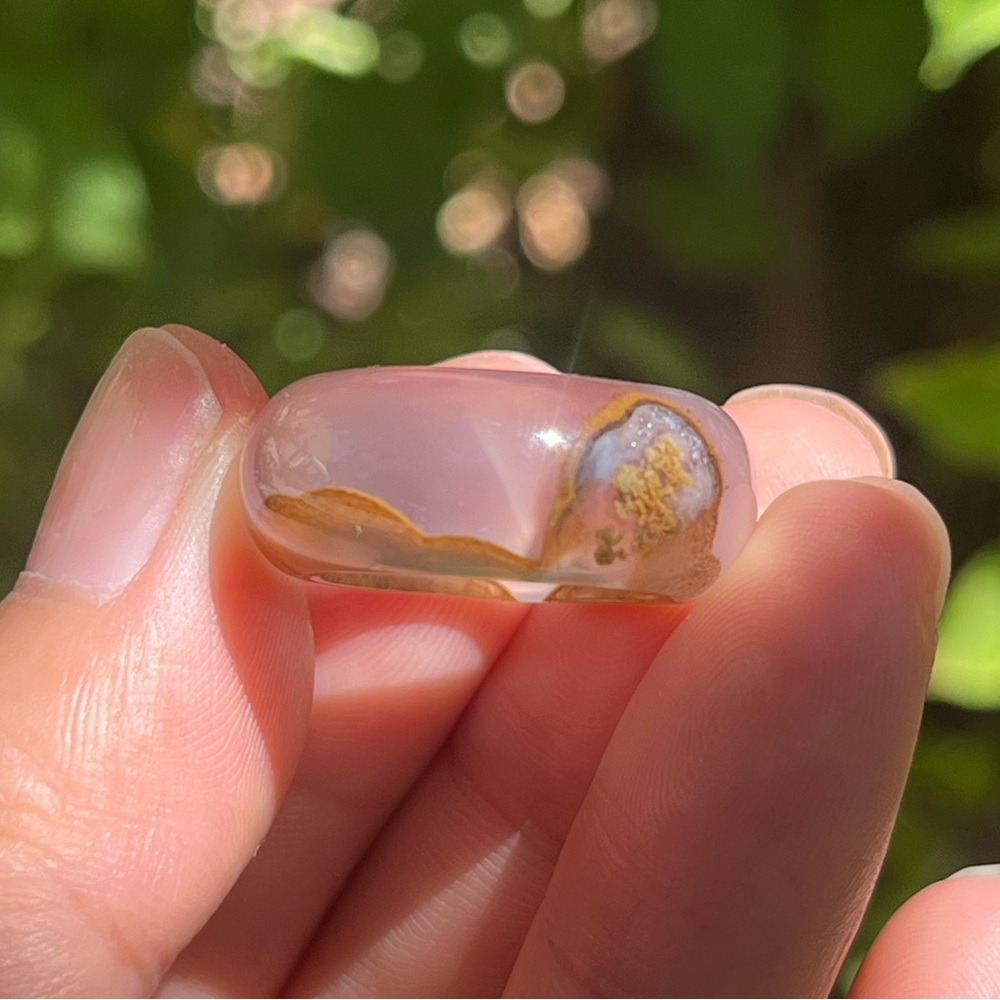 Size 6.5 scenery dendritic agate‎ ring 1493